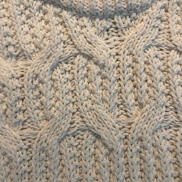 Zara cable knit boxy sweater M lvory with brown contrast trim retro style - Picture 3 of 4